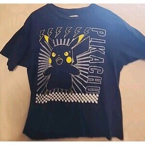 Pokemon Pikachu Angry Face Adult Blue Medium -Shirt